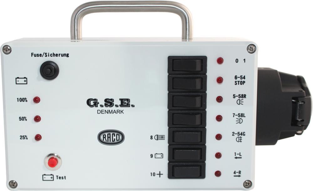 Trailerlystester 12V 13-pol med indbygget batteri