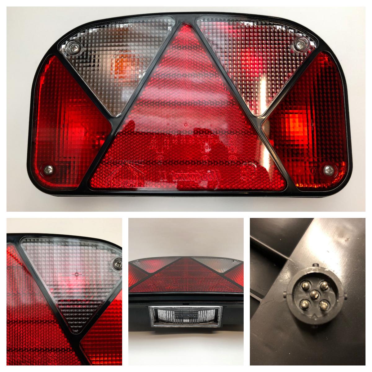 Baklykt Aspöck Multipoint 2 venstre nrpl. lys nedenfor og tåkelys 5-pol stikk