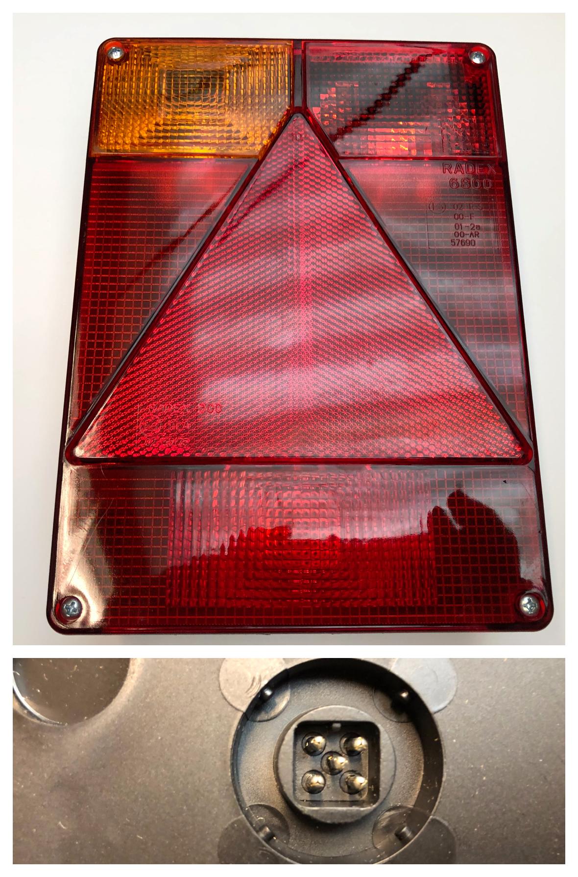 Baklykt Radex 6800/2 venstre 5-pol stikk