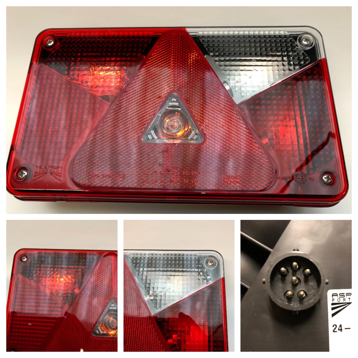 Baklykt Aspöck Multipoint 5 høyre tåke og ryggelys 8-pol stikk