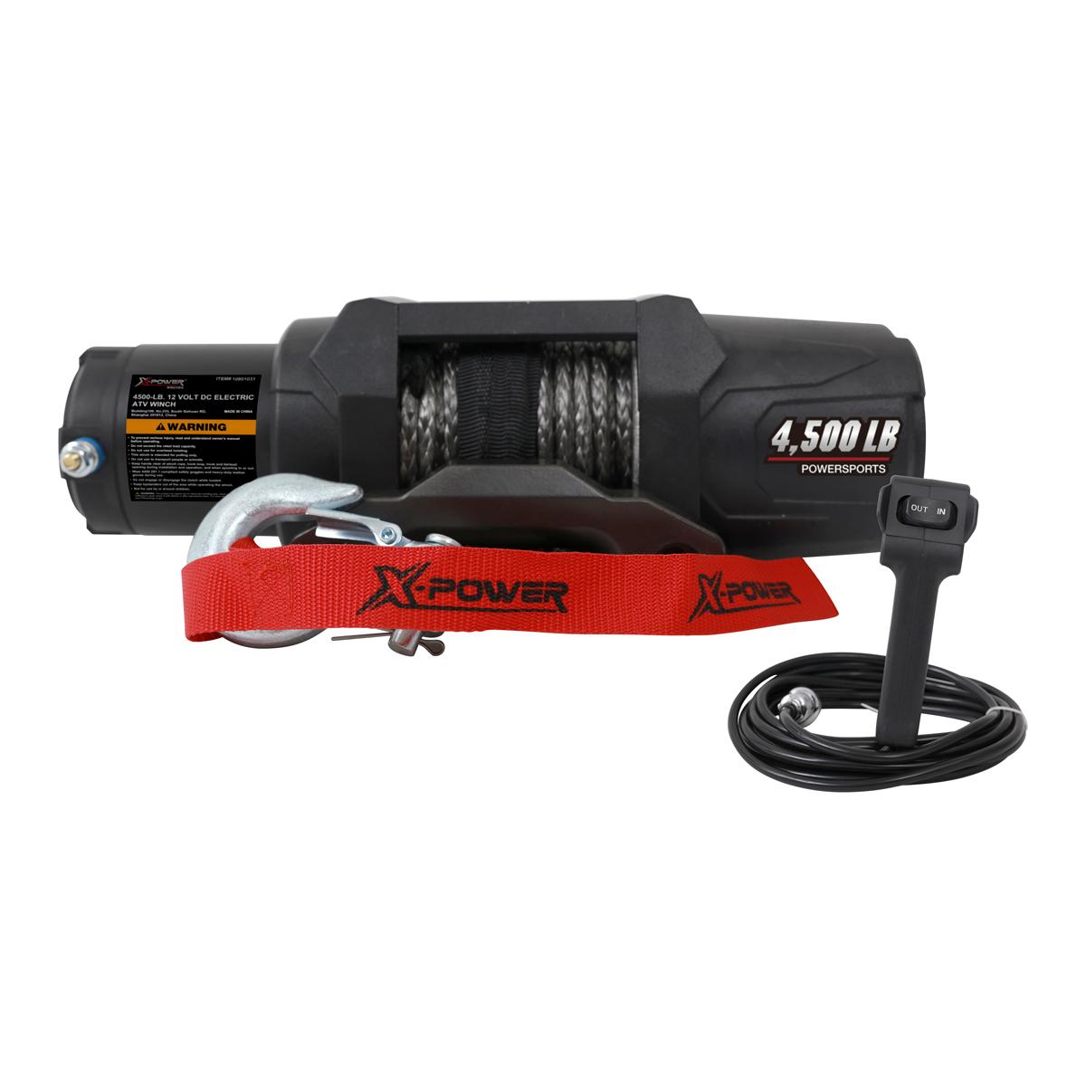 Trækspil 2041Kg 12V X-Power 4500 UTV, syntetisk reb: Ø6mm x 15m