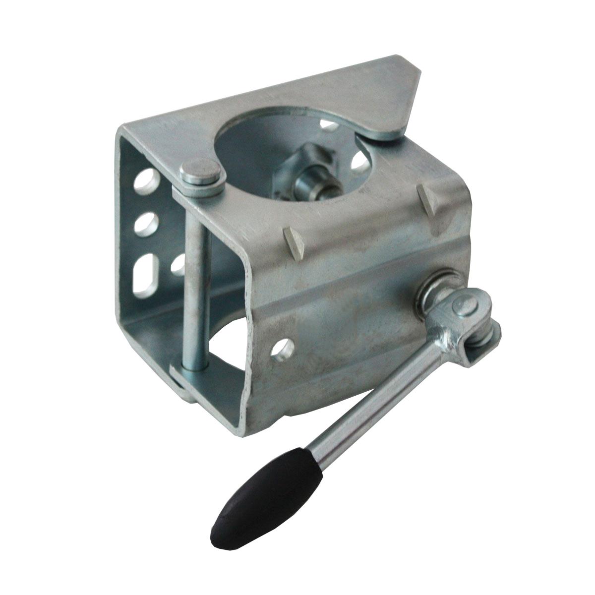 Klemme til støttehjul Ø60mm 500Kg med klaphåndtak og 10 monterings hull