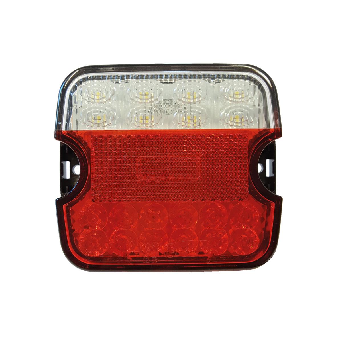 Baklykt tåke og ryggelys LED 12V 105x95x24mm 510mm kabel