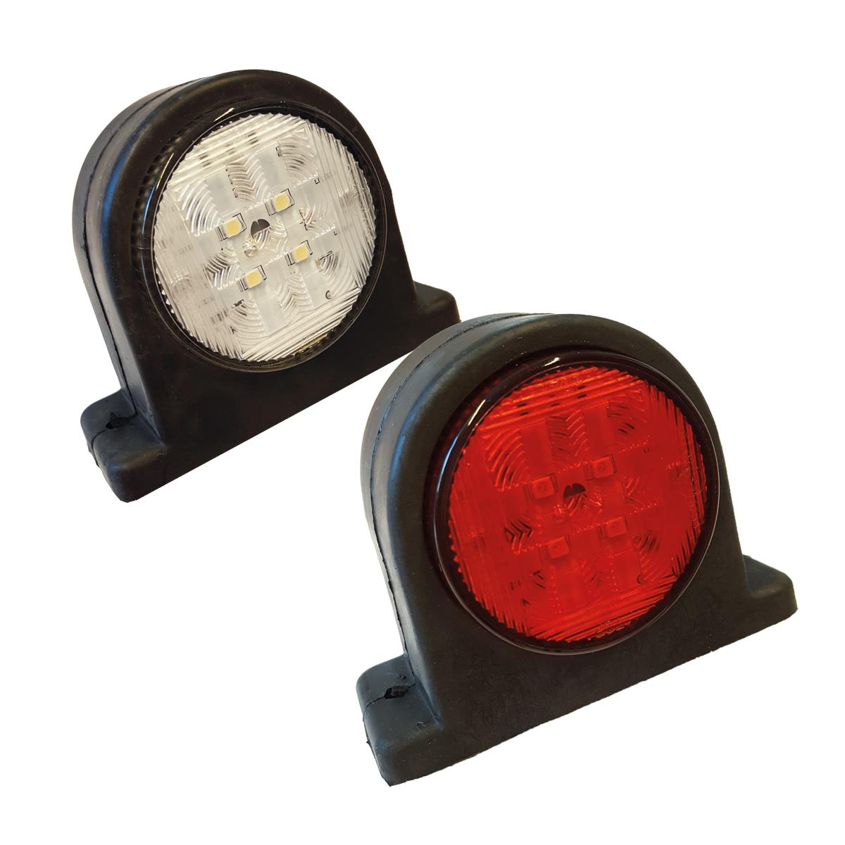 Markeringslygte LED hvid/rød kort 9-32V højre/venstre 15cm kabel