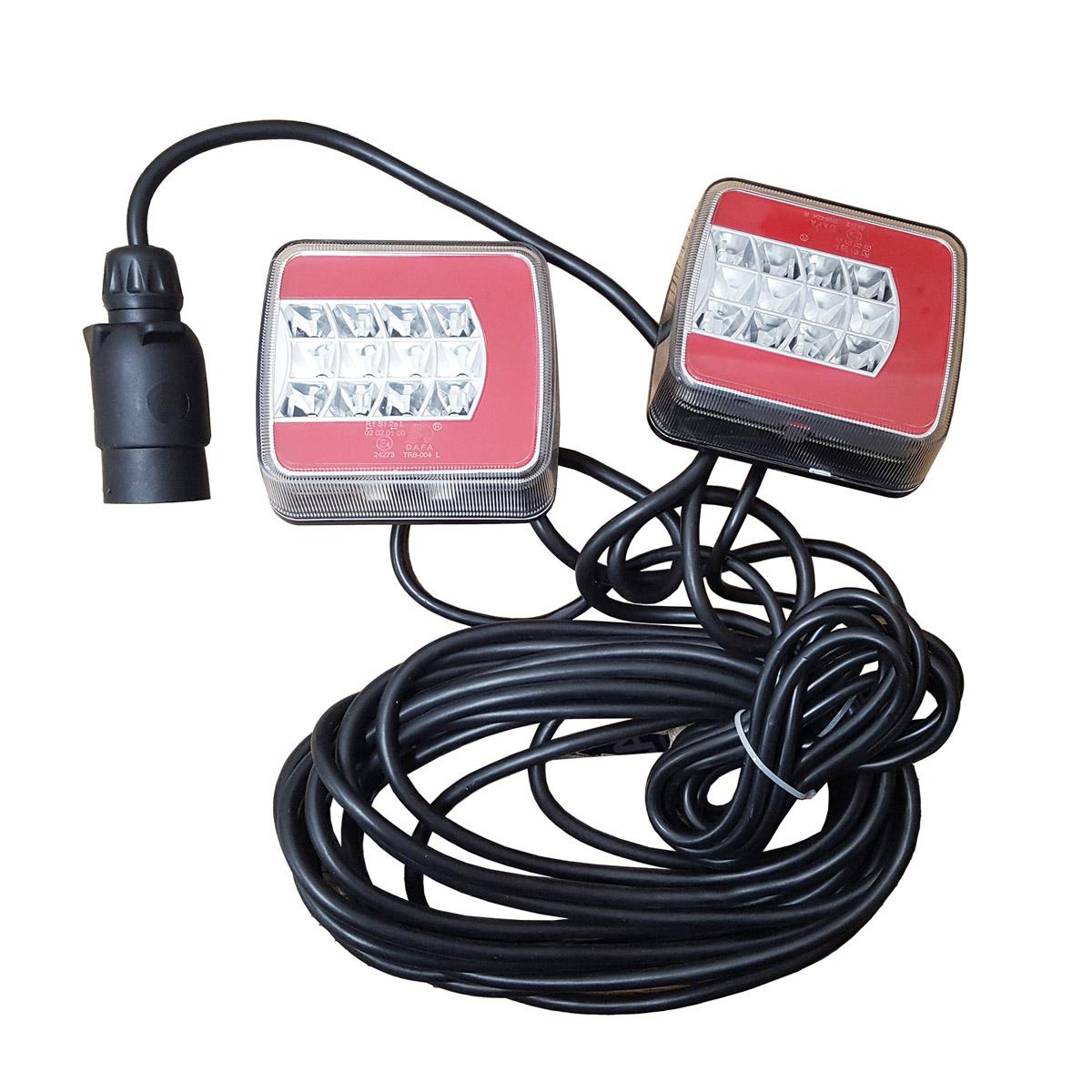 Lyktesett LED Glo-Trac 12V med 7,5m kabel 7-pol stikk, 100x100x35mm