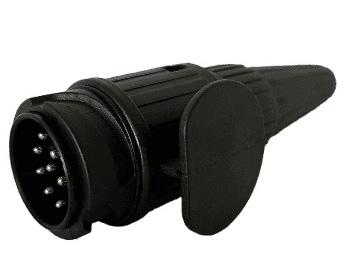 Stik 13-pol 12V, til 2 kabler, med trækaflastning