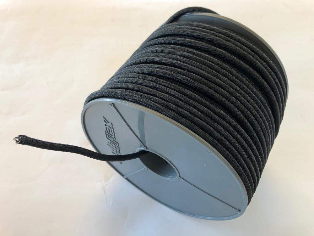 Elastiksnor 6mm, 100m rulle, SORT